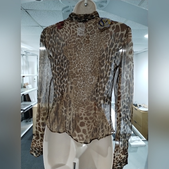 Blugirl By Blumarine size 4 ITA 38 silk leopard print sheer blouse - Picture 3 of 6